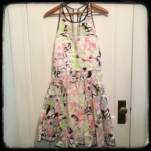 Milly Colorful Abstract Empire Waist Flare…